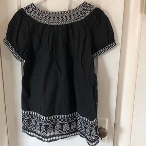 Final Touch Black Blouse with White Detail